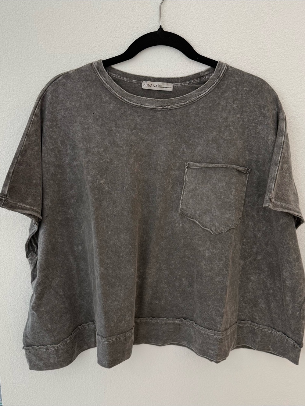 🆕 Zenana Outfitters Washed Gray Short Sleeve Boxy Tee